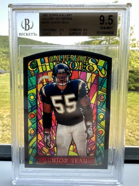 *Pop 3* 1997 Topps Gallery Of Heroes Junior Seau BGS 9.5 Gem Mint Stained Glass