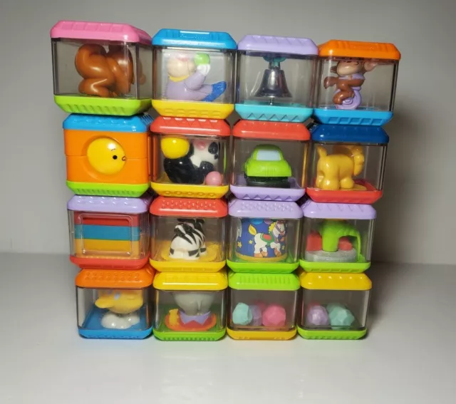 Fisher Price Peek-A-Boo Plastic Toy Blocks Lot Of 16