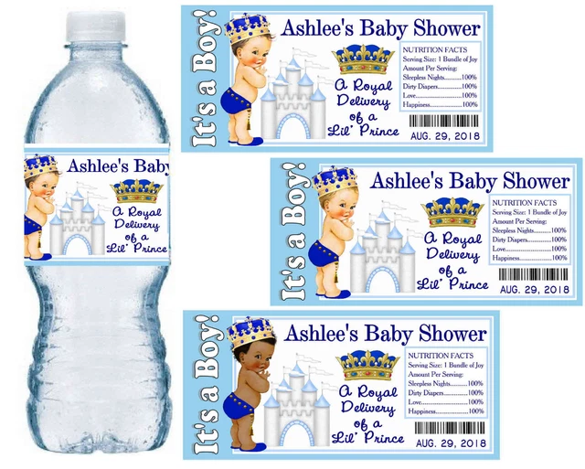 20 LITTLE PRINCE Royal Prince Baby Shower Favors Party Water Bottle