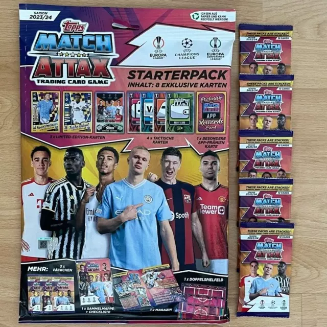 Topps Champions League Match Attax 2023/2024  Starterpack + 5 Booster 23/24