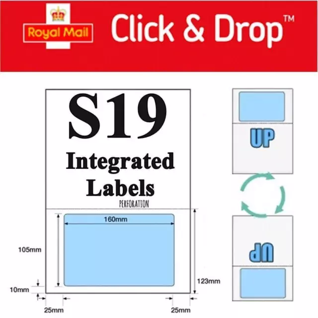 Royal Mail Click and Drop Linnworks Integrated Labels Invoice A4 Sheet Paper S19