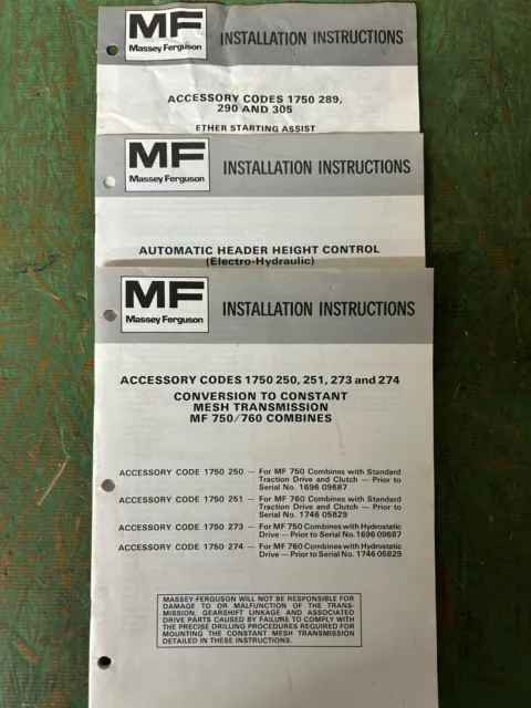 Massey Ferguson Installation Instructions - MF 750 760 Combine