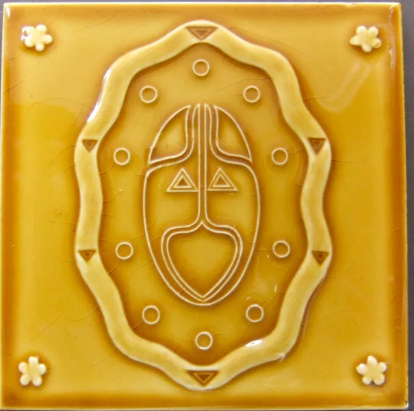 German Art Nouveau Vintage Ceramic Tile Rare Reproduction Majolica European 2