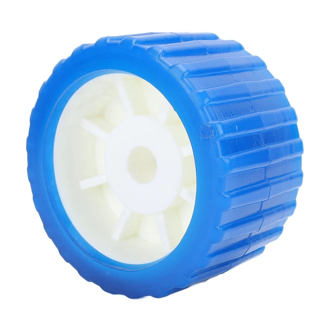 Akozon 4PCS Sliprollen Trailer Anhänger Boot Rollen Gerippte Wobble Roller Blau Wobble Roller Bootsanhänger Rolle für Boots Yacht Anhänger Trommelrolle Führungsrollen 108x75x19mm