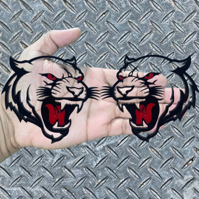 Panther Red Eye Emblem Badge Set Of 2 Custom For Car Or Truck New Glossy Black