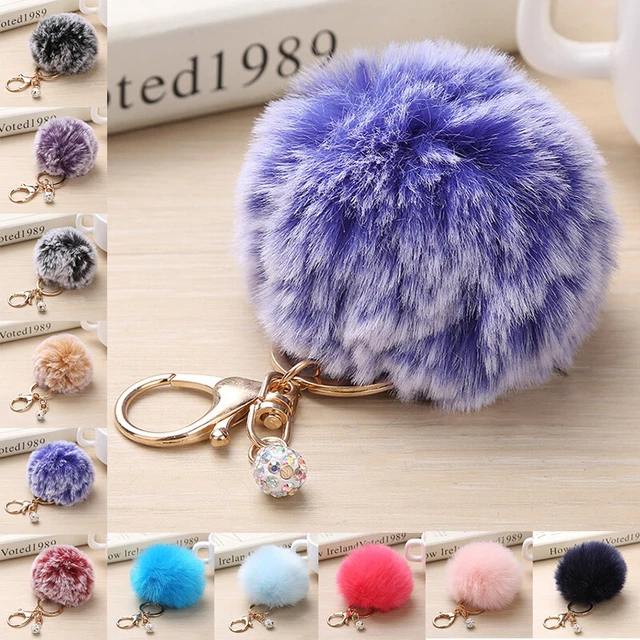 Charm Faux Rabbit Fur Fluffy Pom pom Key Chain Ball Bag Car Pendant Keyring ca