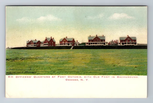 Oswego NY-New York, Officers Quarters At Fort Ontairo, Antique Vintage Postcard