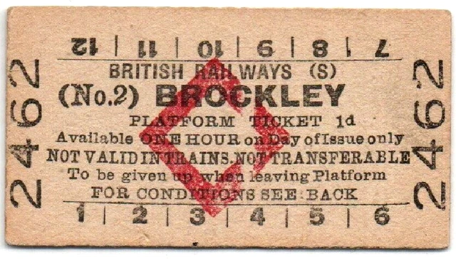 BR(S) Platform Ticket Brockley (No.2) 1d