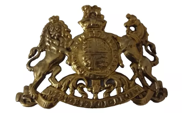 Victoriano Real Escudo de Armas Casco Placa Qvc Todo Latón 3 Lugs 60 MM Antiguo