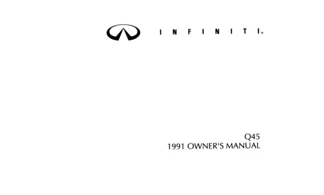 1991 Infiniti Q45 Owners Manual User Guide R