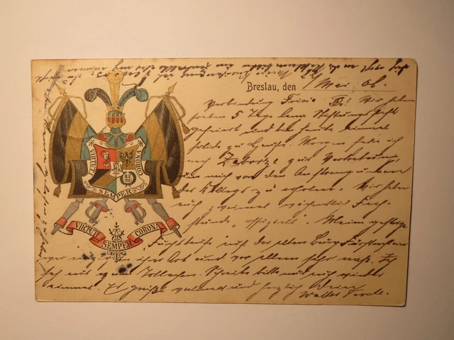 Corps Frisia Breslau - 1906 - Wappen - Karte / Studentika