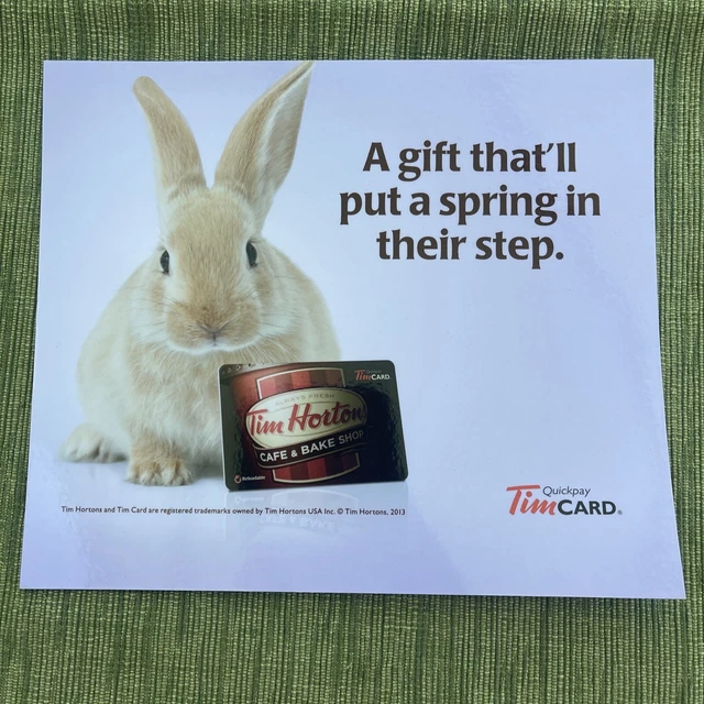 Tim Hortons Laminated Advertisement, With Bunny, 2013
