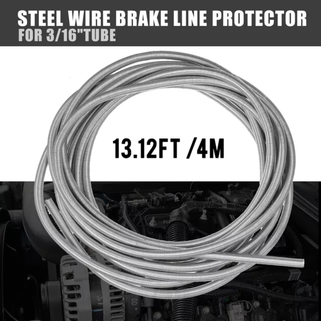 13 Ft Stainless Steel Brake Line Protector Spring Gravel Guard For 3/16" Tube