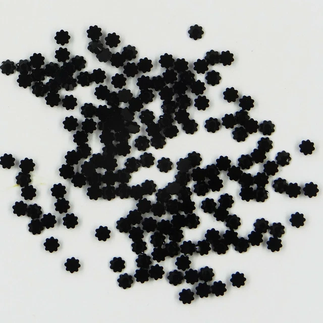 2728 SS10 N *** 40 STRASS FLEUR SWAROVSKI FOND PLAT, BORDS DENTELÉS  2,85mm JET