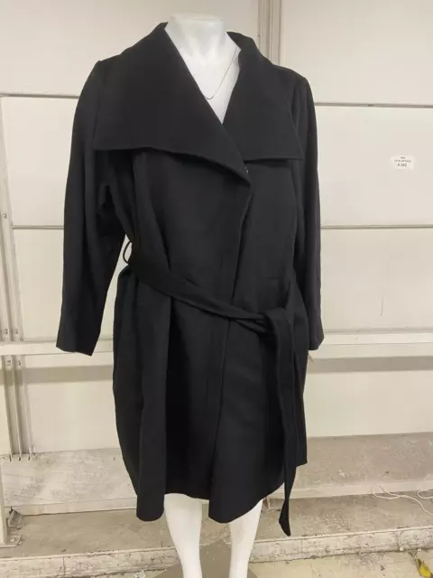 MICHAEL KORS Asymmetric Belted Wrap Coat Women's Size 3X Black