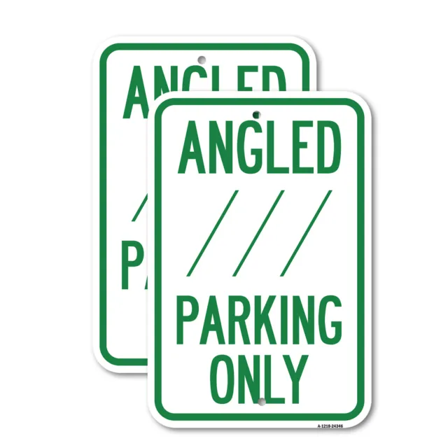 (2 Pack) Angle Parking Only (With Bidirectional Arrow) 1 12" X 18" Aluminum Sign