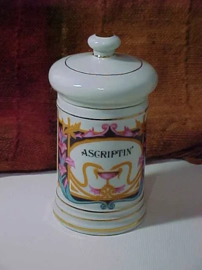 Vintage Apothecary  ASCRIPTIN  Pharmaceutical Porcelain Apothecary