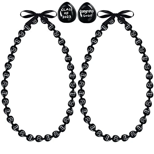 2 Pcs Graduation Kukui Nuts Lei Necklace Hawaiian Chunky Bead
