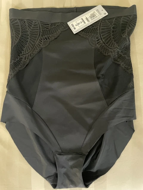 Knicker Shapewear a vita alta nuove con etichette M&S taglia 14 con pannelli in pizzo - Nero