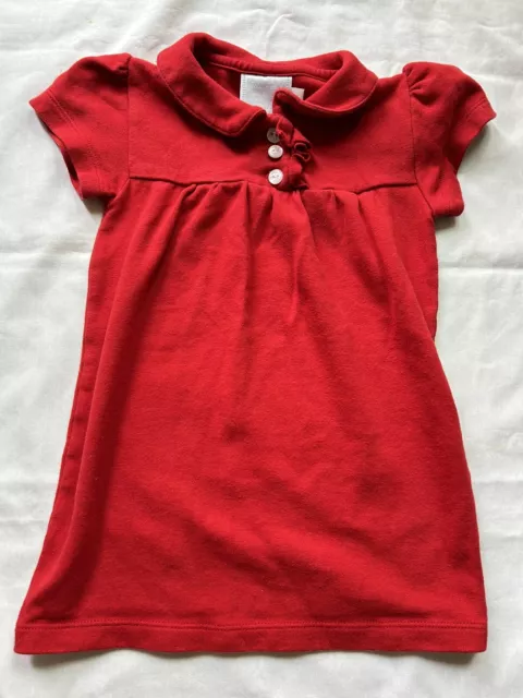 Little English Girl's 2T Red Short Sleeved Polo Valentine Dress Peter Pan Collar
