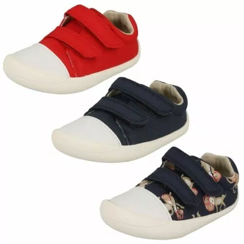 Bambini Neonati Ragazzi Clarks Gancio & Ciclo Lavabili Tela Scarpe Piccolo