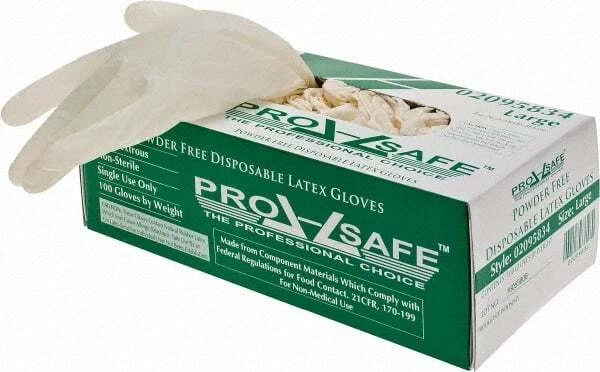 100 Pack PRO-SAFE 62-322PSPF/L Disposable Gloves, Size Large, 5 mil, Latex