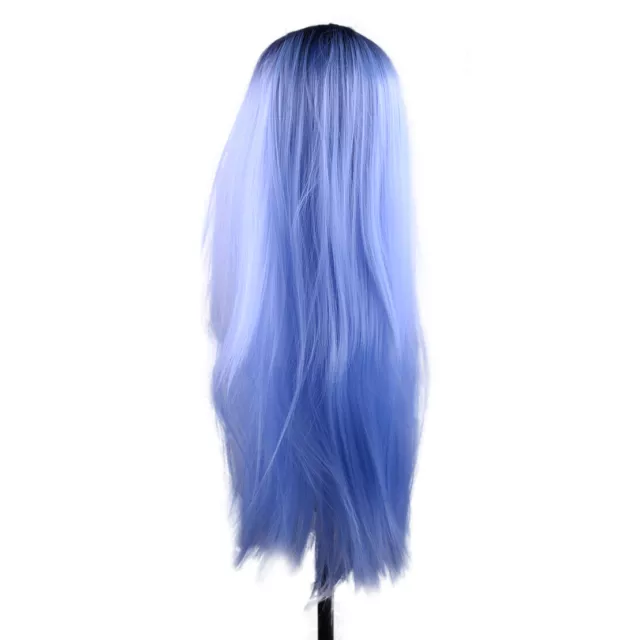 Perruque Longue Ombre bleu pour femme Ombre Blue Long Straight Wig Cosplay 2