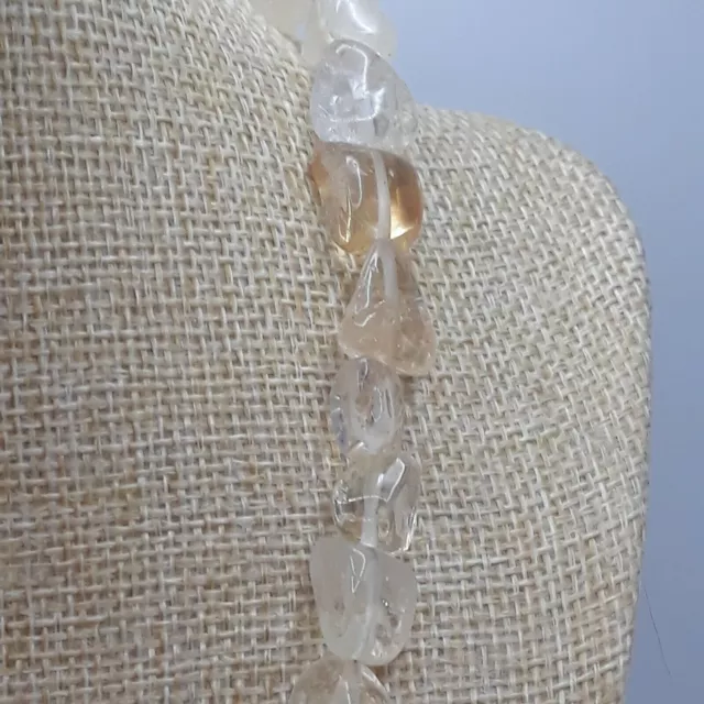 Polished Rock Crystal Quartz Clear to Citrine Bead Choker  Necklace Toggle 22" 3