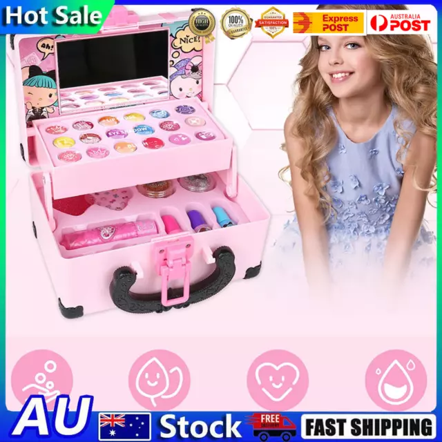 Girls Princess Pretty Makeup Set Kids Eye Shadow Make Up Kit Case Toy AU