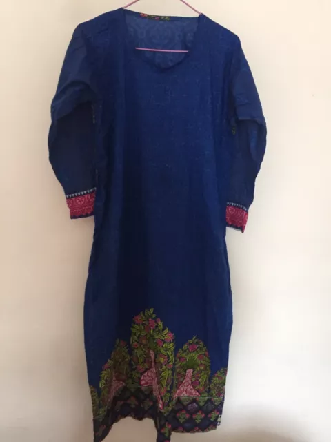 Kameez floral bleu indien/pakistanais pour femmes avec Shalwar