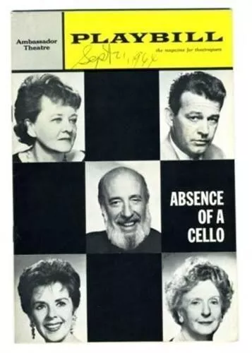 Playbill Absence of a Cello Premiere Performance 1964 Fred Clark Ruth White