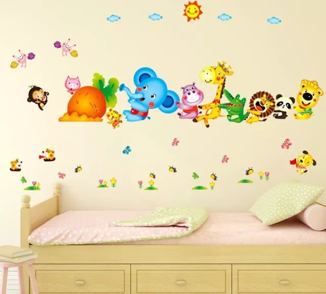 Cartoon Animals Wall Sticker PVC Vinyl, 60 cm x 90 cm Self-Adhesive Pack of 1