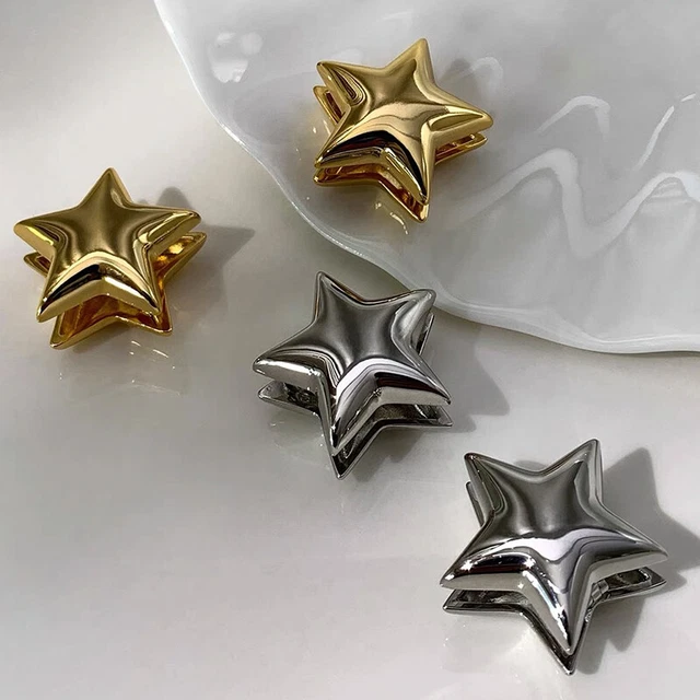 1Pair Sweet Cool Pentagram Ear Clip Minimalist Fashion Temperament Stud Earings