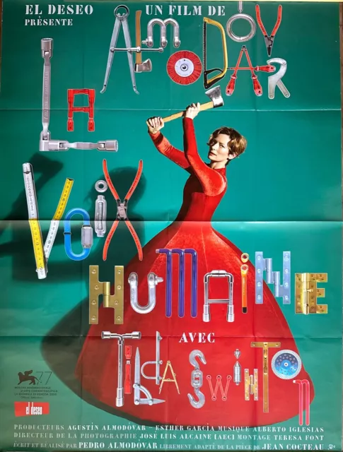 Affiche Cinéma LA VOIX HUMAINE 120x160cm Pedro Almodóvar Tilda Swinton Cocteau