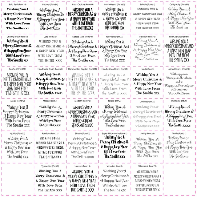Personalisierte Weihnachtskarte Etikett Schreiben Laser Gummistempel - 34 Schriftarten - 46x36mm