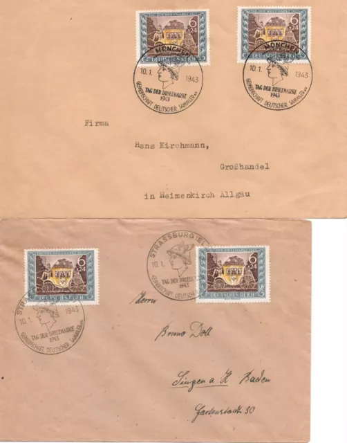 Deutsches Reich Mi.Nr. 828 FDC 10.1.1943 Tag der Briefmarke München Strassburg.