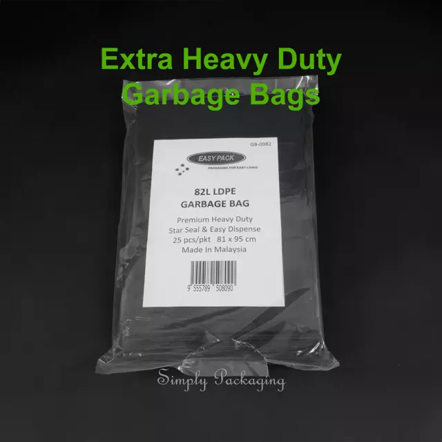 82L Large Garbage Bag 25 - 200 Pcs Premium Heavy Duty Black Bin Liner 36um