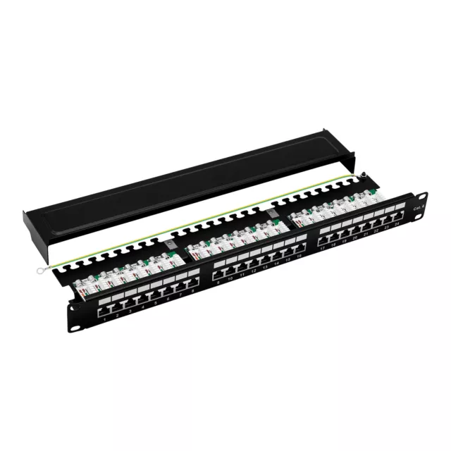 19" Patchpanel Cat.6 250 MHz 24 ports 1U RJ45 blindé noir 1 Go ProfiPatch 3