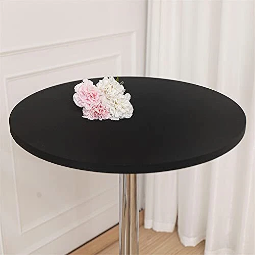5-Pack Fitted Black Round Tablecloth Cocktail Table Topper Spandex Folding Ba...
