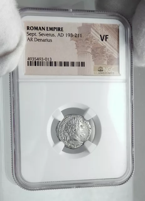 SEPTIMIUS SEVERUS Ancient 197AD Rome Silver Roman Coin JUPITER NGC i81161 3