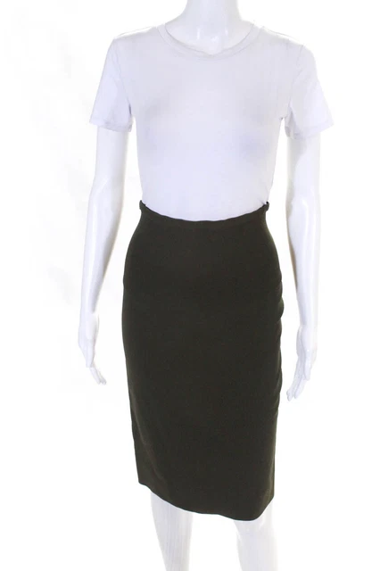 Diane von Furstenberg Womens Olive Knit Pencil Skirt Size 4 10806925