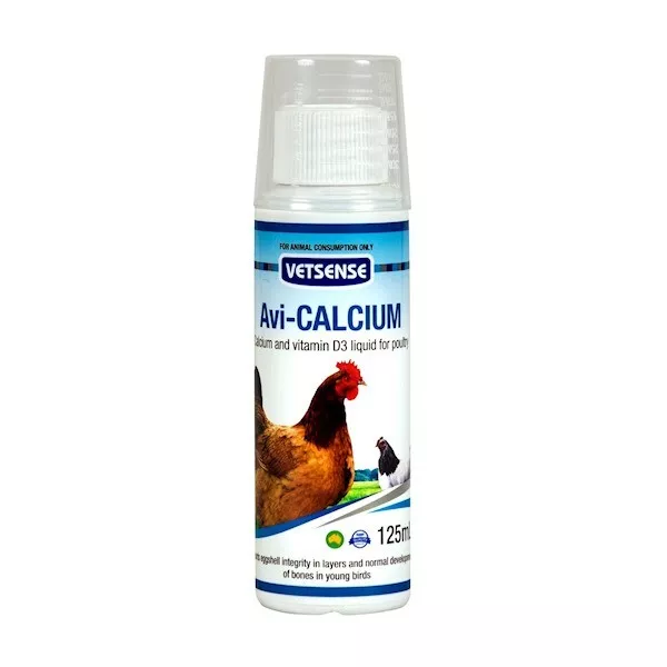 Vetsense Avicalcium Avi-Calcium Supplement with Vitamin D3 for Poultry 125ml