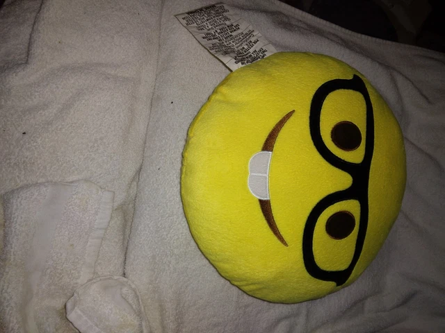 12" Emoji Emoticon Cute Fun Brown Eyes Glasses Buck Teeth Stuffed Plush-New