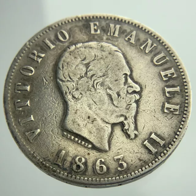 1863 Italy 2 Lire KM#6a.1 Circulated Coin AA658