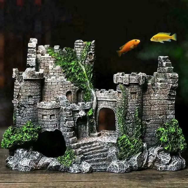 Artificial Fish Tank Ancient Castle Tower Landscaping For Aquarium Rock Cave