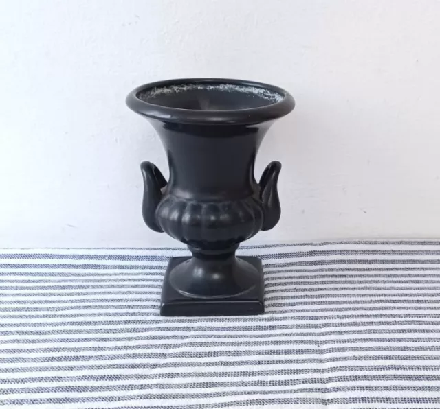 Chic Small Black Neo-Classical Urn Pretty Vase Flower Arranging Mantel Decor