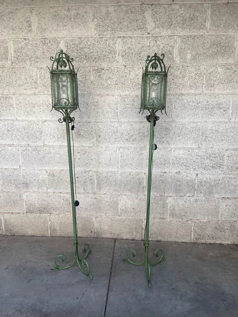 Lanterna Giardino Lampada Ferro Battuto Vintage Lampione Design Modernariato