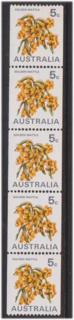 (F122-57) 1970-5 v5c coil strip of 5stamps golden Wattle (BG)
