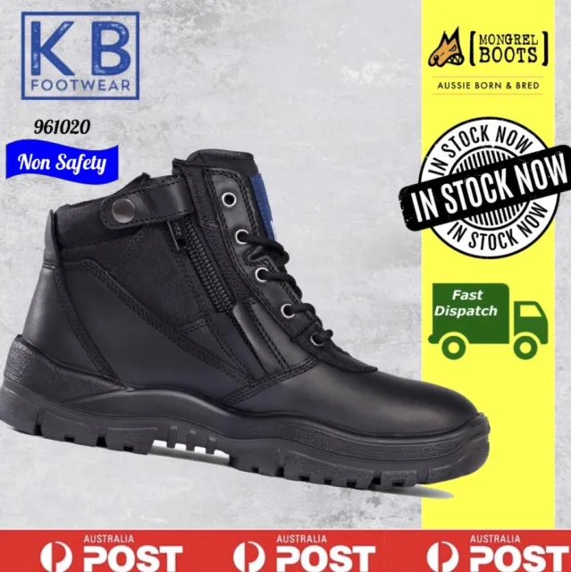 Mongrel Work Boots 961020 Side Zip Non Safety Soft Toe Black Boots