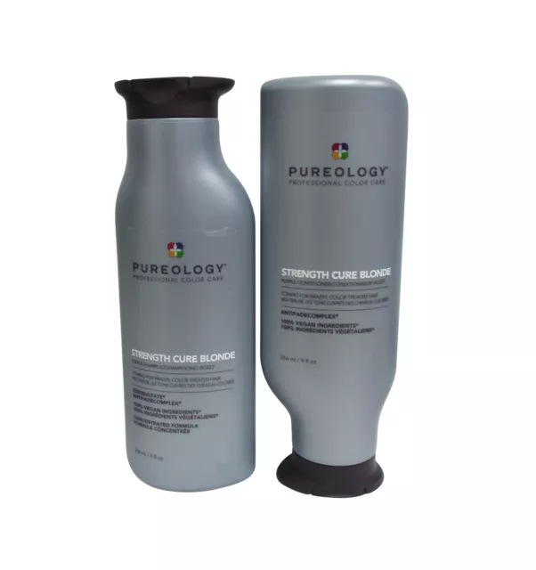 PUREOLOGY STRENGTH CURE Blonde Purple Shampoo and Conditioner 9 oz Duo ...